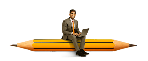 Man Sitting on Pencil